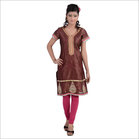 Black Rani Chanderi Silk Gota Patti Chanderi Straight Suit