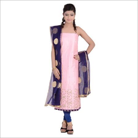 Unstitched Raw Silk Gotta patti Suit