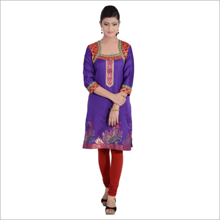 Purple chanderi kurti