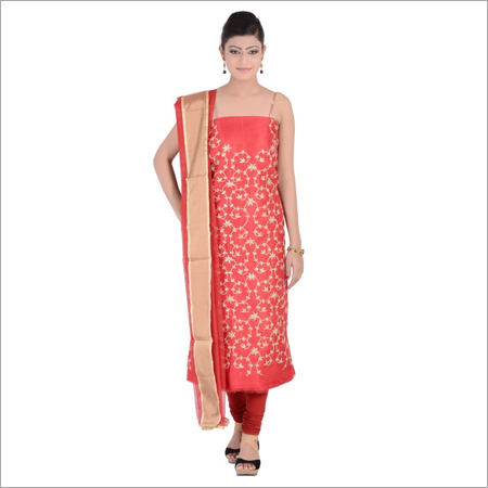 Unstitched Raw Silk Gotta patti Suit