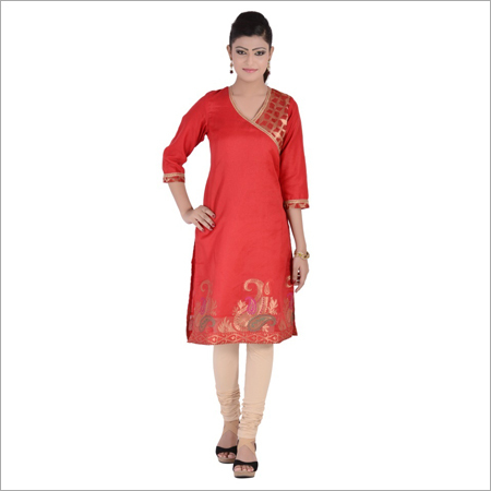Chanderi red kurti