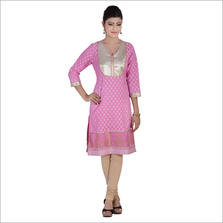 Chanderi pink kurti