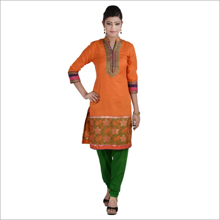 Chanderi orange kurti