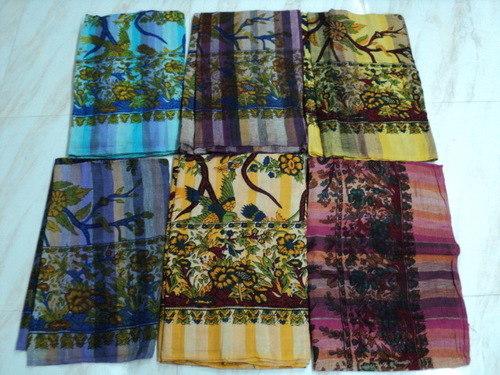 Khadi Cotton Printed Tapestry - 100% Cotton, 240 cm x 140 cm , Multicolor Stripe Tree of Life Design for Home Decoration