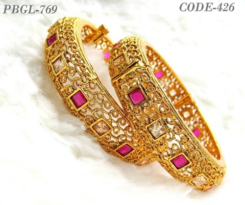New Square stone  Shape Ruby Polki Bangles