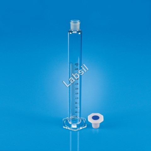 Measuring cylinder with stopper