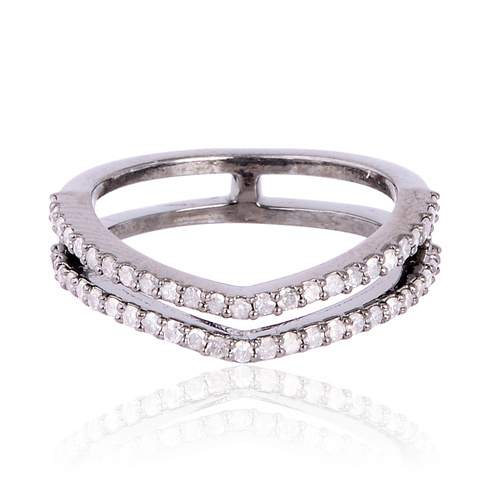 Diamond Pave Band Ring - .925 Sterling Silver, Sizes 6-8 | Diamond Accents, Pave Setting, Elegant Design