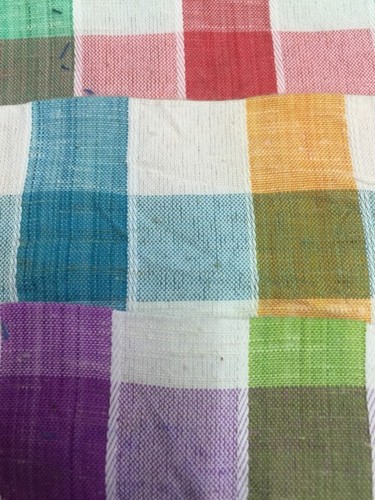 Polyester blended Fabric in Large Chex