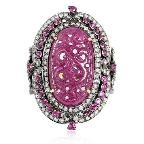 Ruby Carved Cocktail Ring
