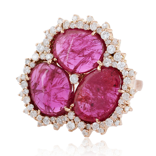 18k Gold Ruby Gemstone Cocktail Ring