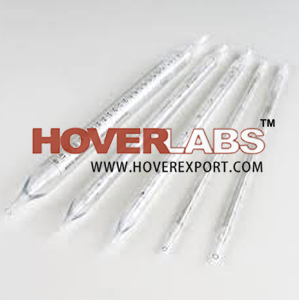 Measuring Pipettes - Glass, 5mL Capacity, 0.1mL Graduation, ±0.04mL Accuracy, Narrow Tip, Clear Graduations