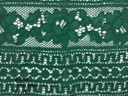 Green Floral Guipure Lace Fabric