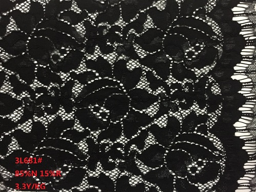 French Rose Guipure Lace Fabric Eyelash Side