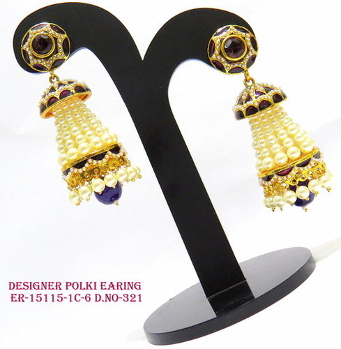 Designer Polki Earring and Jhumka