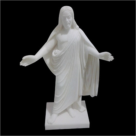 Marble God Jesus - Marble, 12 Inches, White | Intricate Details, Polished Finish, Custom Box Packaging