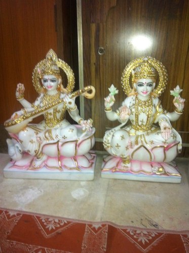Marble Lord Saraswati and Laxmi