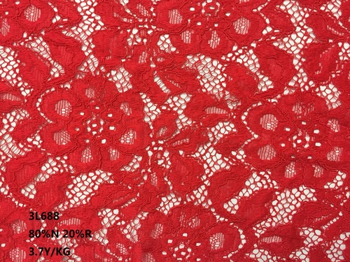 Red French Floral Guipure Lace Fabric