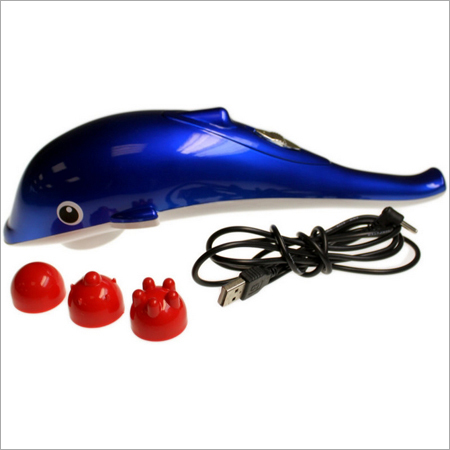 Dolphin Body Massager - ABS Plastic, 12x5x3 Inches, USB Rechargeable | 3 Massage Heads, 2 Speeds, Portable Design