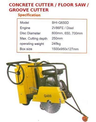 Groove Cutter - Diesel Engine 2V86FE, Disc Diameter 600-700mm, Yellow, 1500x950x127mm | Max Cutting Depth 250mm, 245kg Operating Weight, Durable Design