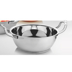 Round Kadhai Capsulated Bottom - Stainless Steel, 1000-3700ml, Silver | Durable, Heat Resistant, Even Heating, Easy Cleaning, Two Handles