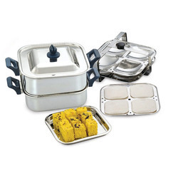 Square Steamer - Stainless Steel Full Set (10pcs) | Even Steaming, Snap-On Lid, Plastic Handle