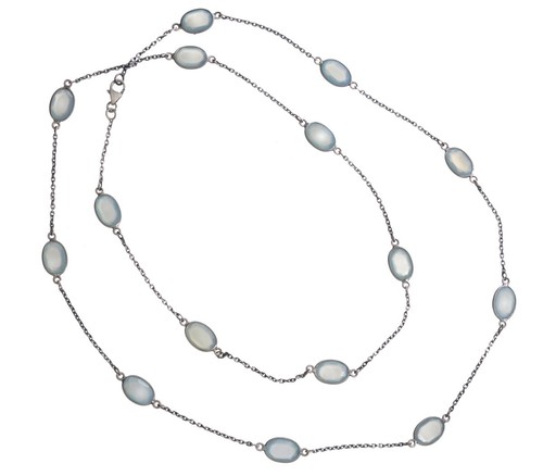 Blue Chalcedony Gemstone Chain Necklace