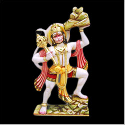 Marble Lord Hanuman Small - Marble, 10-15 cm, White | Hand-Crafted, Intricate Detail, Hand-Painted, Religious Symbol, Collectible