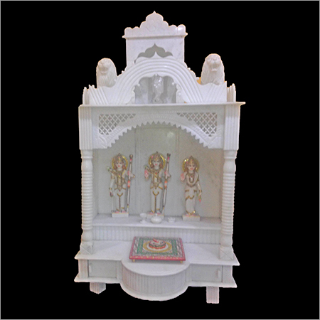 Marble And Stone Temple - Marble, 36x24x12 Inches, White | Polished Finish, Intricate Carvings, Spacious Interior