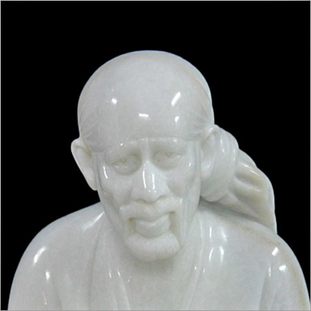 Marble Lord Sai Baba - Polished Marble, Varied Dimensions, White | Intricate Details, Spiritual Significance, Collectible Gift