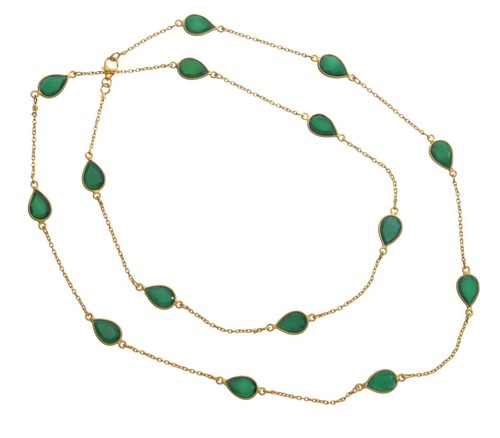 Dyed Emerald Gemstone Chain Necklace Gender: Women