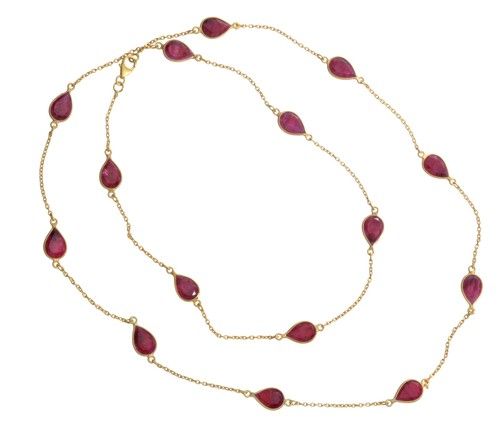 Dyed Ruby Gemstone Chain Necklace Gender: Women