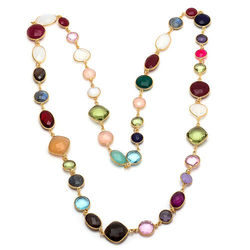 Multi Gemstone Chain Necklace Gender: Women