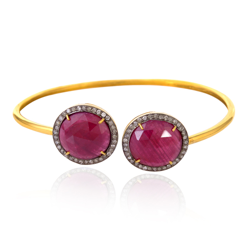 Ruby Gemstone Cuff Bangle