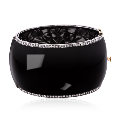 Diamond Pave Enamel Cuff Bangle