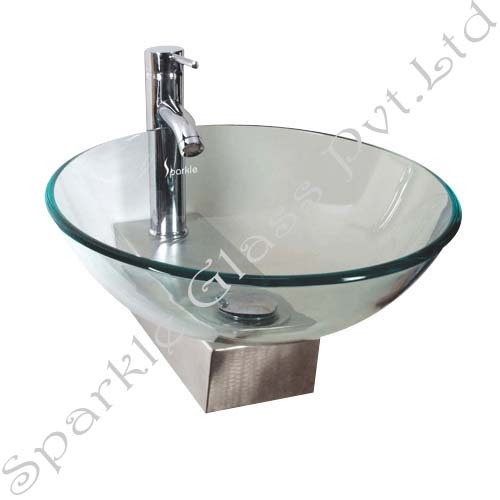 Glass Basin Set - Glass 18x24 inches (6mm), Round Shape, Easy to Install and Clean, Excellent Surface Finish