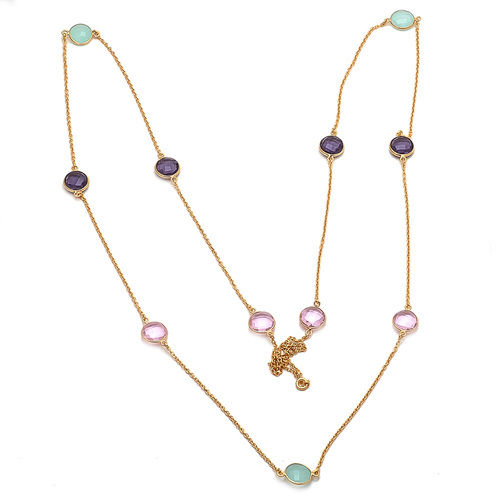 Multi Gemstone Chain Necklace Gender: Women