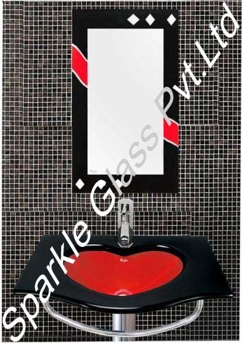 Glass Basin Set - Glass Material, 18x24 Inches (6mm) | Heart Shape Design, Easy to Install and Clean