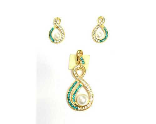 Pendant Set with Austrian Diamonds and Plated with silver