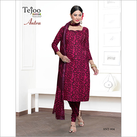 Antra Printed Suits - Cotton Material, 2.75 Mtr Bottom, Maroon | Stylish Printed Design, Comfortable, Elegant, 8-Piece Set
