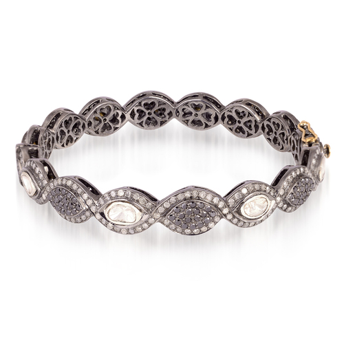 18k Gold Rose Cut Diamond Bangle