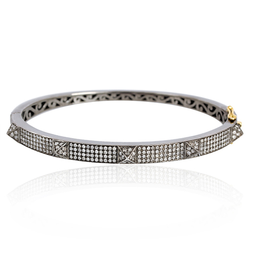 Diamond Pave .925 Silver Bangle