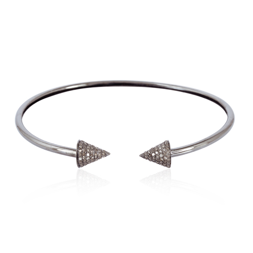 Sterling Silver Diamond Cuff Bangle