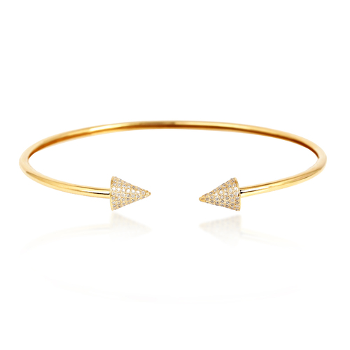 18k Yellow Gold Diamond Cuff Bangle