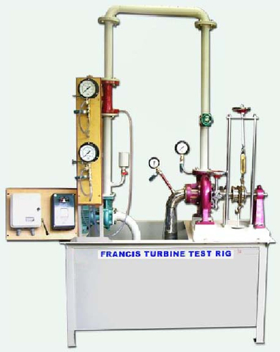Francis Turbine Test Rig - 1Kw at 1250 RPM 900 LPM Flow 5 HP Supply Pump 440 V 32 A | Flow Measurement Piping System Pressure & Vacuum Gauges Rope Brake