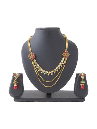 Antique Traditional Yellow Gold Polki Necklaces