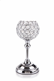 Beaded Candle Holder - Crystal & Metal, Diameter: 10cm, Height: 15cm | Elegant Design, Durable Material, Versatile Use, Adds Ambiance