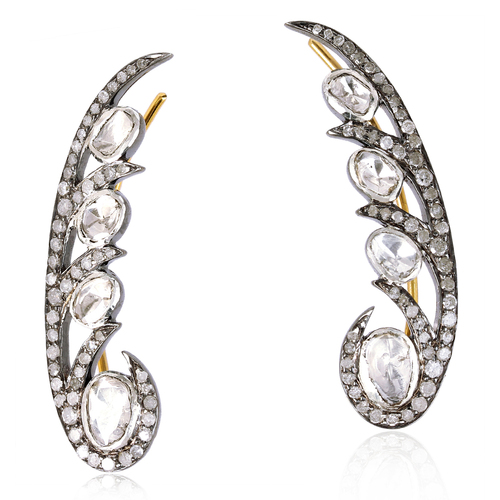 Rose Cut Diamond Ear Cuffs