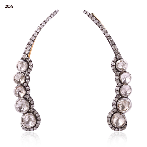 18k Gold Rose Cut Diamond Ear Cuffs
