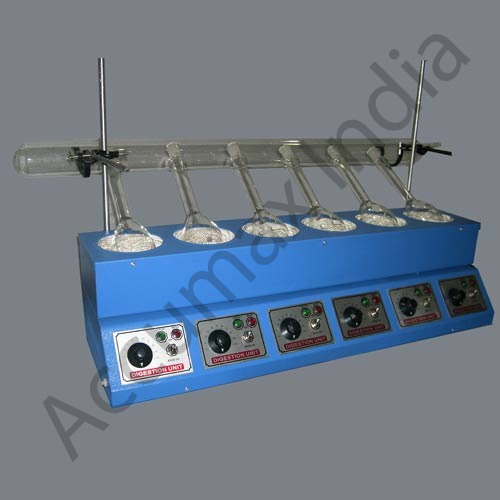 Kjeldhal Digestion Unit - Mild Steel Powder Coated, 300/500ml, Mantle Heaters | Energy Regulator, 3/6 Tests, Glass Parts, Nitrogen Estimation