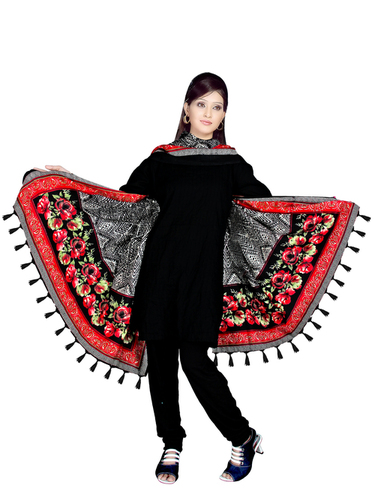 Indian Stylish Dupatta - Cotton, 2.5x1 Meters, Red | Floral Design, Soft Fabric, Vibrant Colors, Durable Material